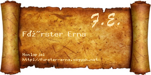 Fürster Erna névjegykártya